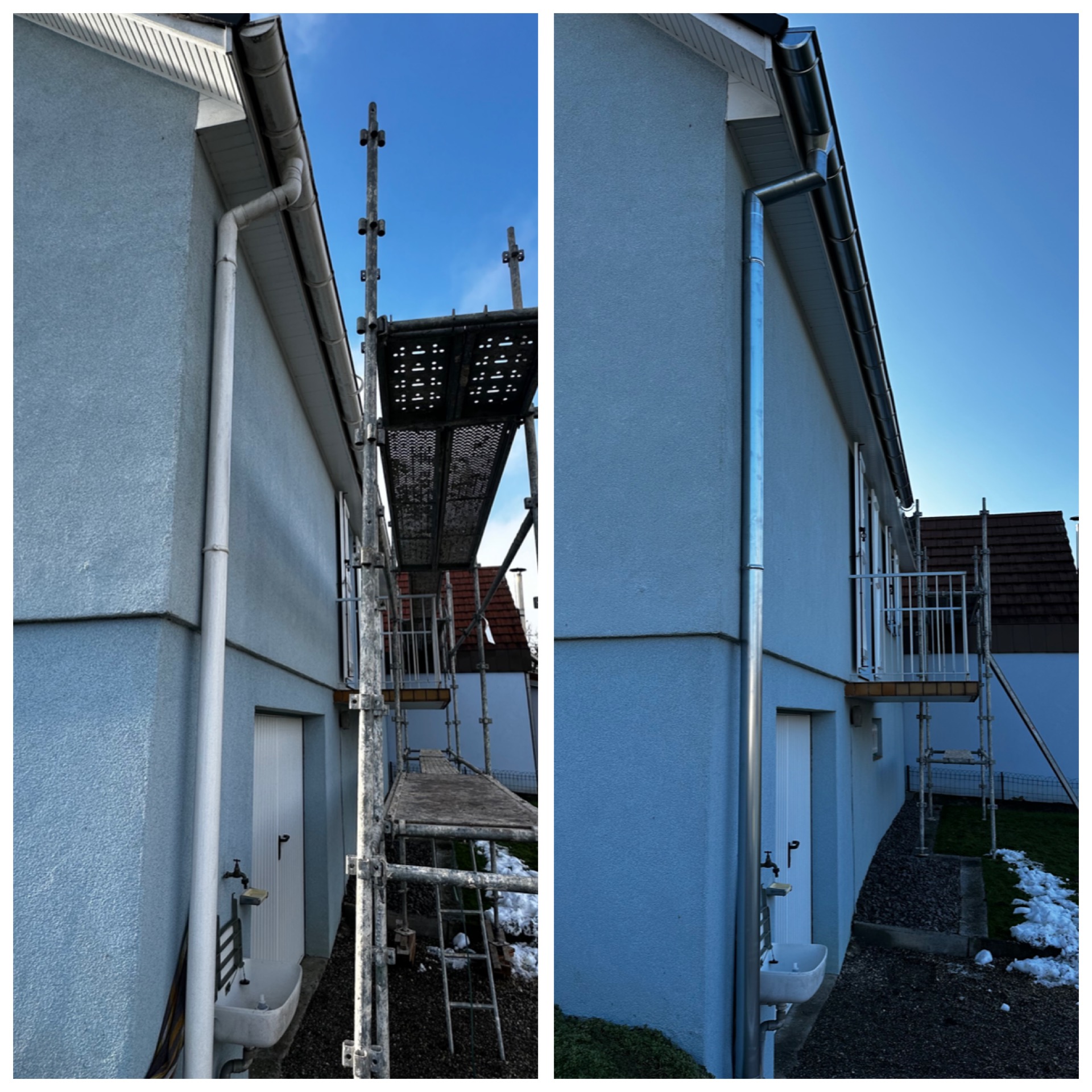 Remplacement d’une gouttière en PVC par du zinc à Helfrantzkirch près de Blotzheim