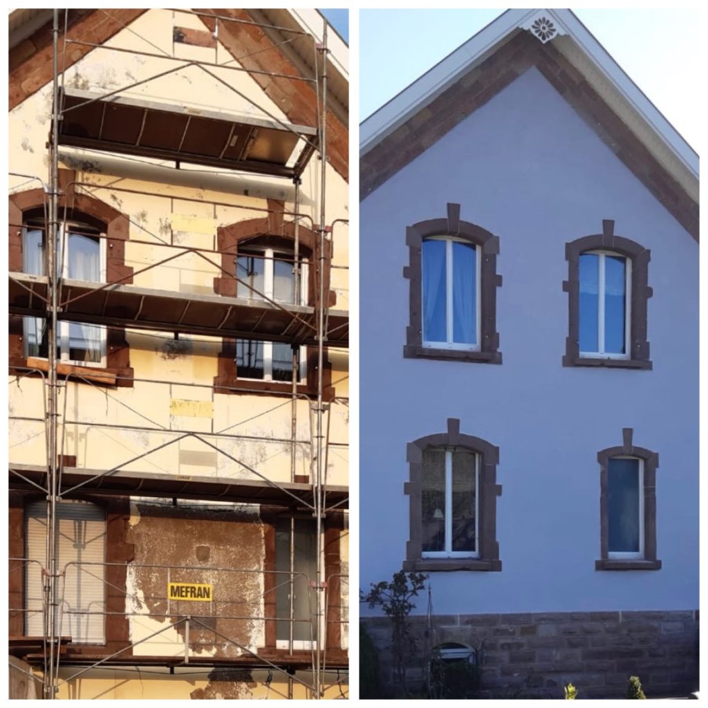 Ravalement des façades avec crépi, filet, colle sur Colmar en Alsace