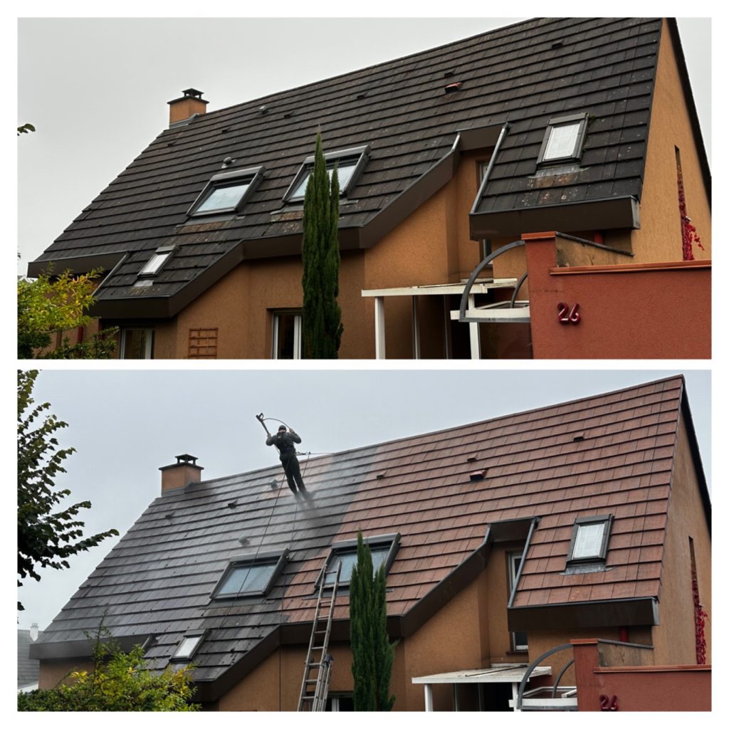 Lavage de la toiture et pose d’un hydrofuge de protection incolore sur Riedisheim dans le Haut-Rhin
